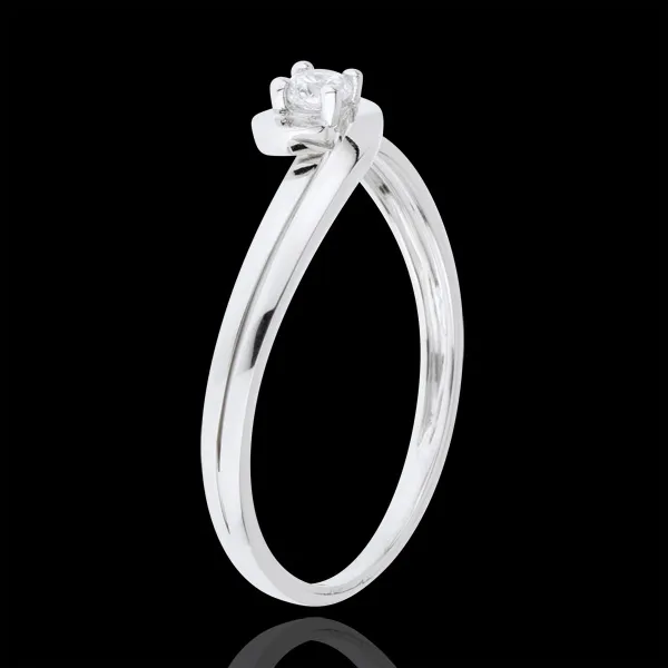 Anillo Solitario Silly - oro blanco 18 quilates