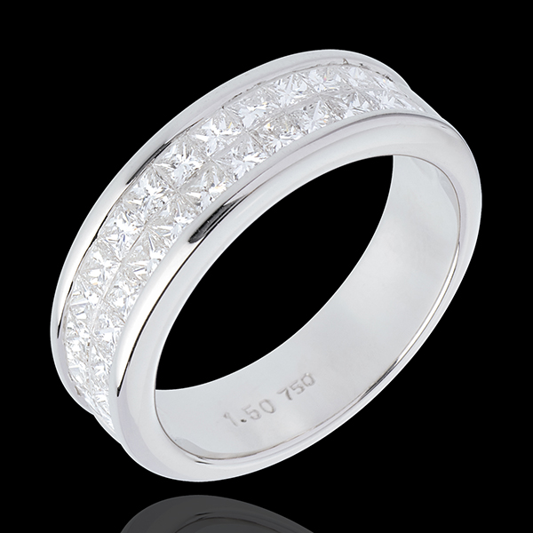 Half eternity ring white gold semi paved-double channel setting - 1.5 carat