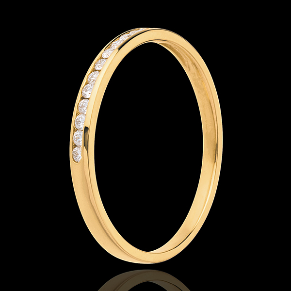 Half eternity ring yellow gold paved-channel setting - 13 diamonds