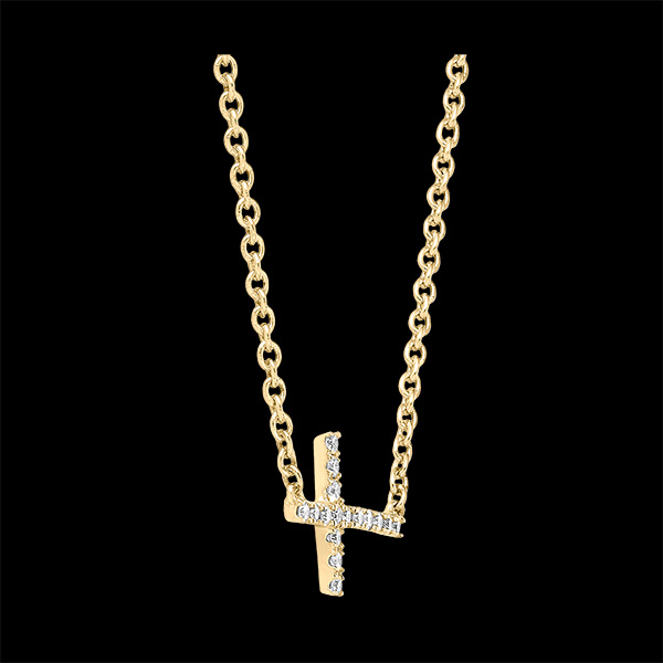 Halskette Frische - Kreuz - 9 Karat Gelbgold und Diamanten