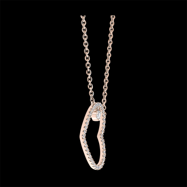 Halskette Kostbares Geheimnis - Geneigtes Herz - 9 Karat Roségold und Diamanten