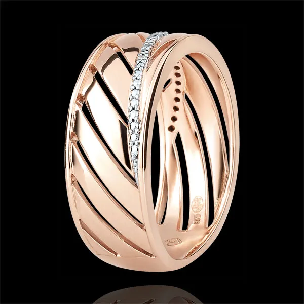 Ring Palme - 375er Roségold und Diamanten
