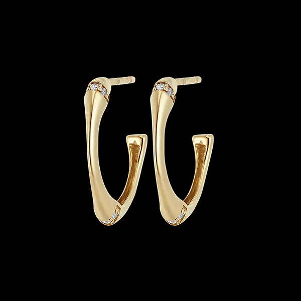 Creolen Heiliger Urwald kleines Modell mit mehreren Diamanten - Gelbgold, 9 Karat