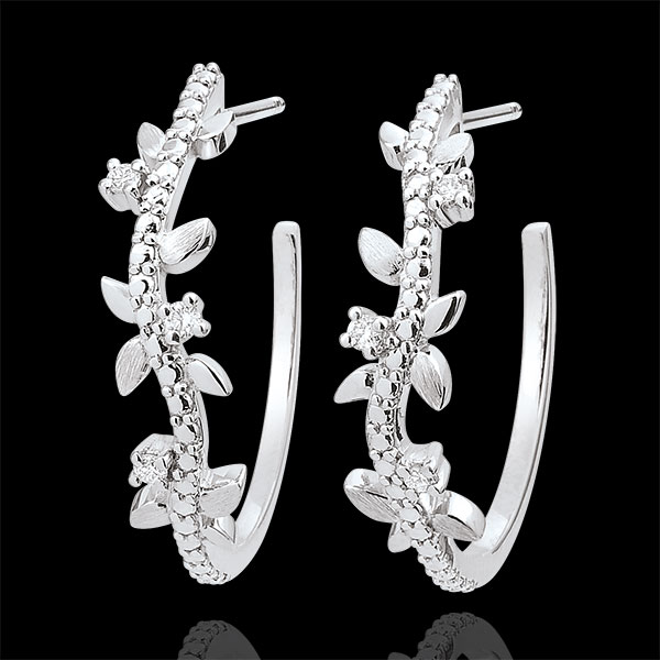 Hoop Earrings Enchanted Garden - Foliage Royal - white gold and diamonds - 9 carats