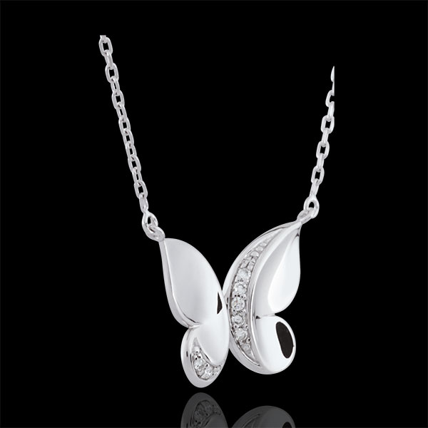  Imaginary Walk Necklace - Butterfly Cascade - White Gold - 9 carats