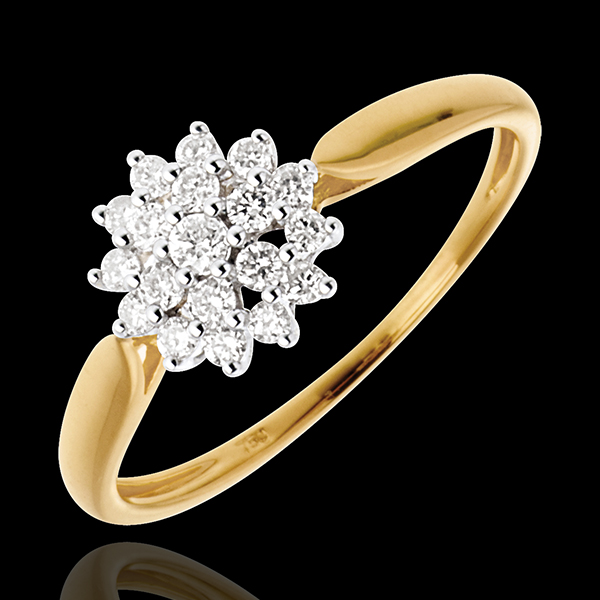 Inel Caleidoscop - 19 diamante de 0.26 carate - aur alb şi aur galben de 18K