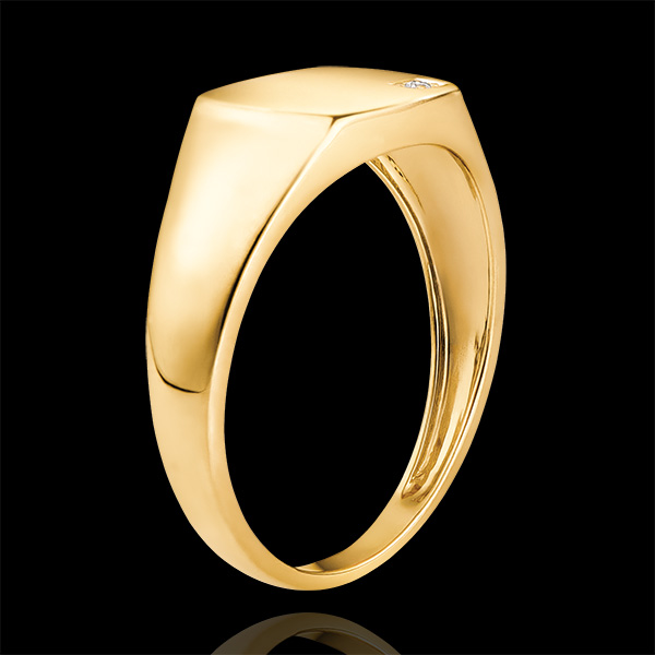 Inel Clar Obscur - Efigie Énée - aur galben de 9 carate și diamant 