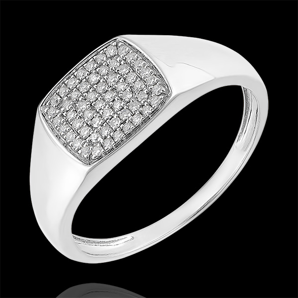 Inel Clar Obscur - Efigie Énée cu Diamante - aur alb de 9 carate și diamante 