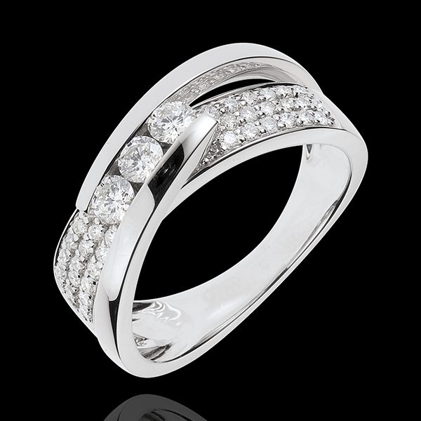 Inel Feerie - Trilogie Acrobaţie aur alb de 18K pavat - 0.62 carate - 45 diamante