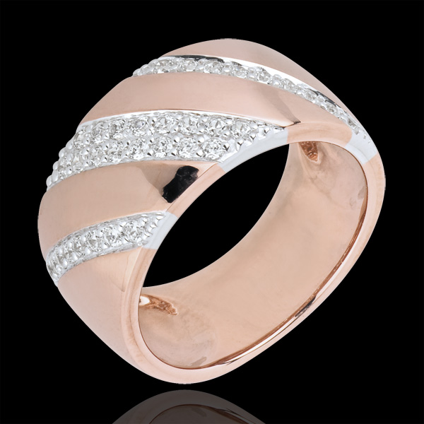 Inel Intens şi diamante - aur alb şi aur roz de 18K