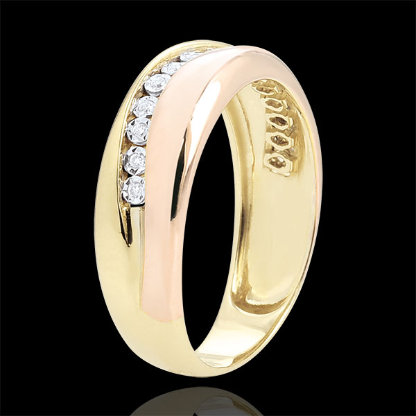 Inel Iubire - Multi-diamante - aur galben şi aur roz de 18K