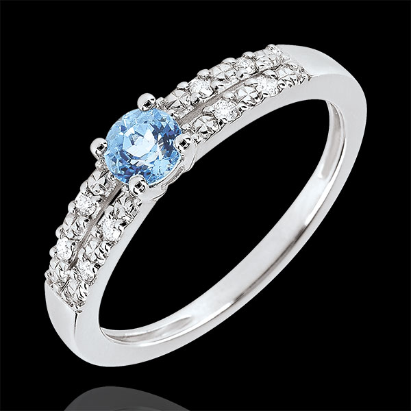Inel de logodnă Margot - topaz 0.3 carate şi diamante - aur alb de 18K