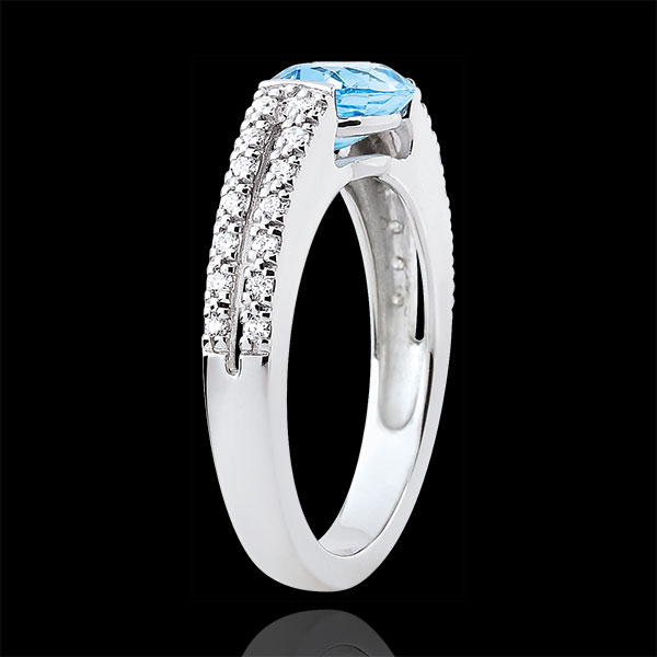 Inel de logodnă Victoria - topaz 1.5 carate şi diamante - aur alb de 18K