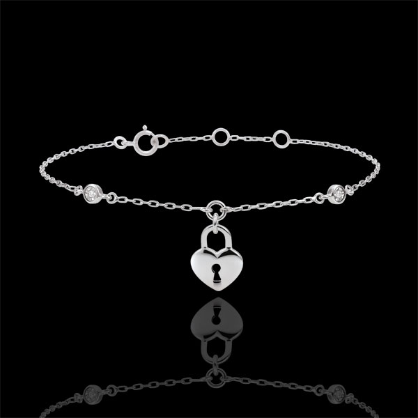 Bracelet Précieux Secret - Coeur - or blanc 9 carats