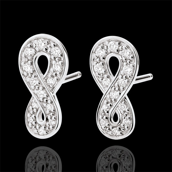 Boucles d'oreilles Infini - or blanc 9 carats et diamants