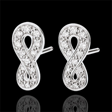 Boucles d'oreilles Infini - or blanc 9 carats et diamants