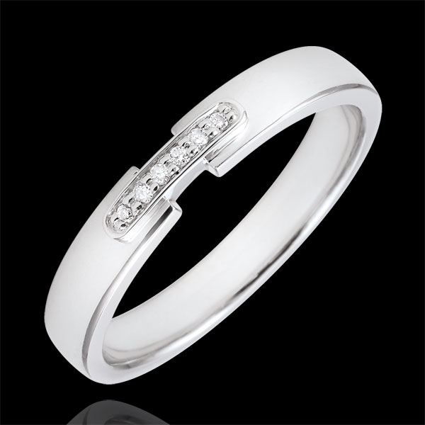 Alliance uni-précieux or blanc 18 carats et diamants