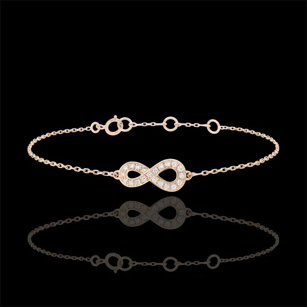 Bracelet Infini - or rose 9 carats et diamants