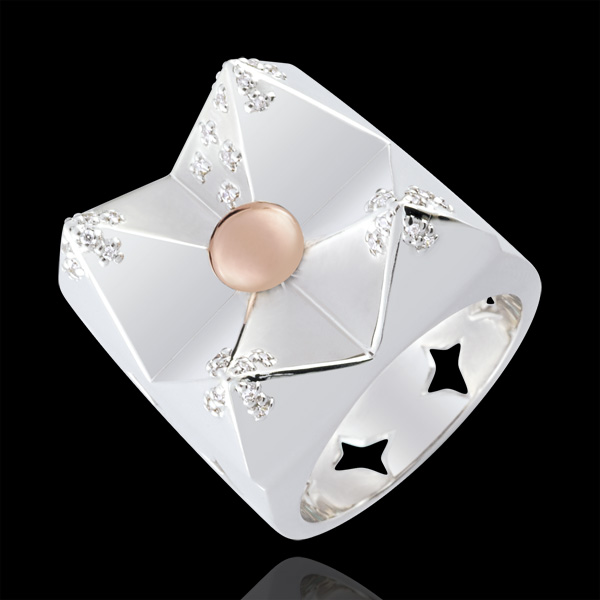 Bague Genèse - Montagne de Cristal - or blanc et or rose 9 carats