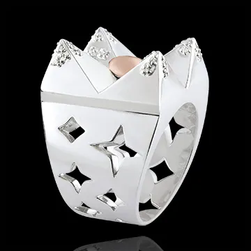 Bague Genèse - Montagne de Cristal - or blanc et or rose 9 carats