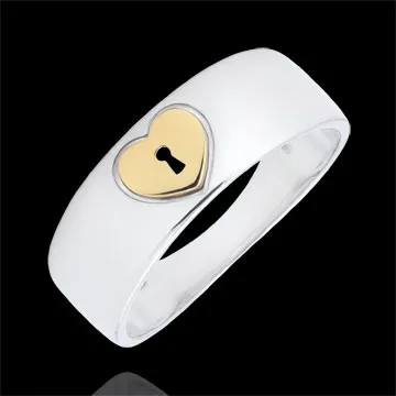Bague Précieux Secret - Coeur - or blanc et or jaune 18 carats