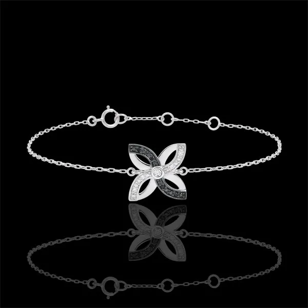 Bracelet Fraicheur - Lys d'Été - or blanc 9 carats et diamants noirs