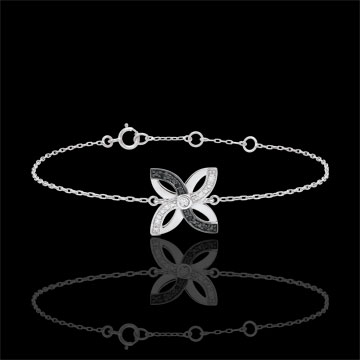 Bracelet Fraicheur - Lys d'Été - or blanc 9 carats et diamants noirs