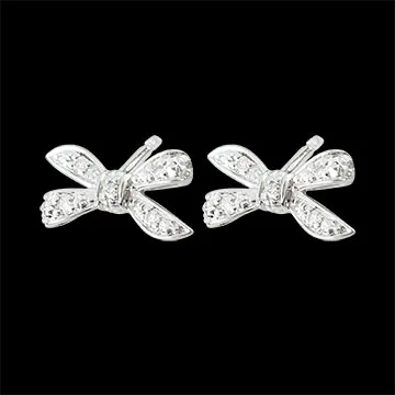Boucles d'oreilles Noeud Ma chérie - or blanc 9 carats