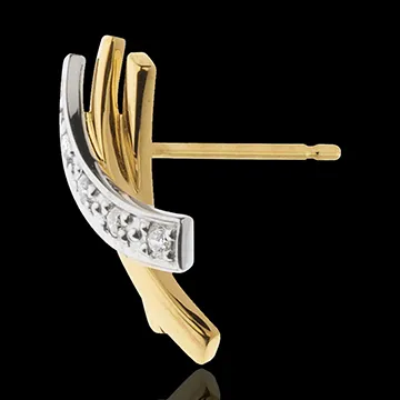 boucles d'oreilles noeud étoile - or blanc et or jaune 18 carats