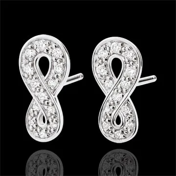Boucles d'oreilles Infini - or blanc 9 carats et diamants