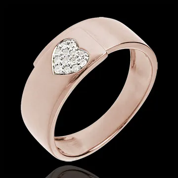 Bague coeur or rose 18 carats et diamants