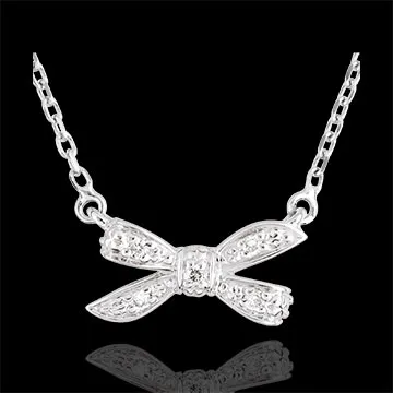 Collier Noeud Ma chérie or blanc 9 carats