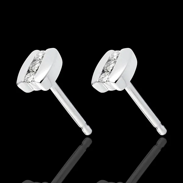 Earring Trilogy Precious Nest - Parenthese - white gold - 6 diamonds - 18 carats