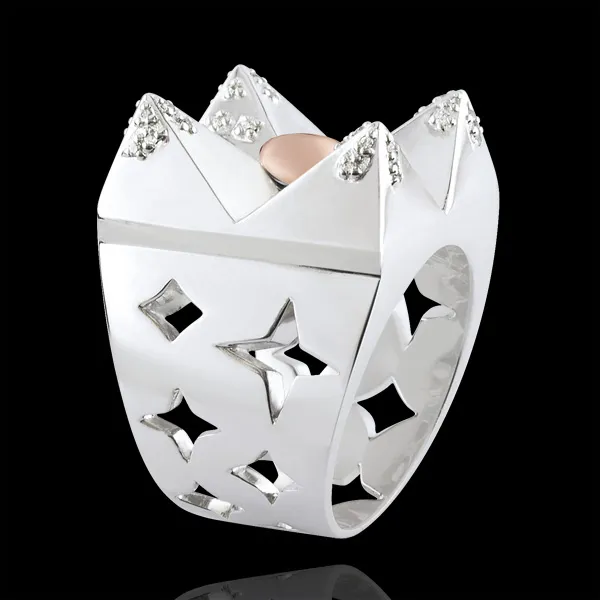 Bague Genèse - Montagne de Cristal - or blanc et or rose 9 carats
