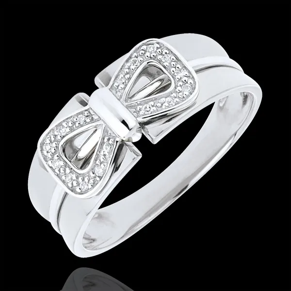 Bague Noeud Corset or blanc 9 carats