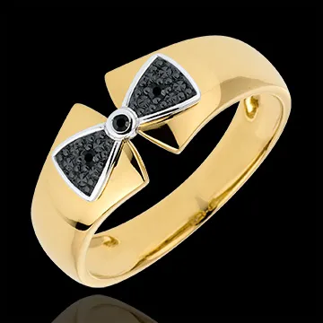 Bague Noeud Amélia or jaune 18 carats et diamants noirs