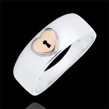 Bague Précieux Secret - Coeur - or blanc et or rose 9 carats