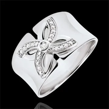 Bague Fraicheur - Lys d'Été - or blanc 9 carats et diamants