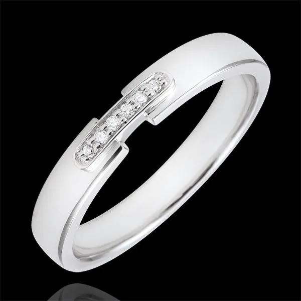 Weddingring uni-precious white gold and diamonds