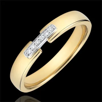 Weddingring uni-precious yellow gold and diamonds