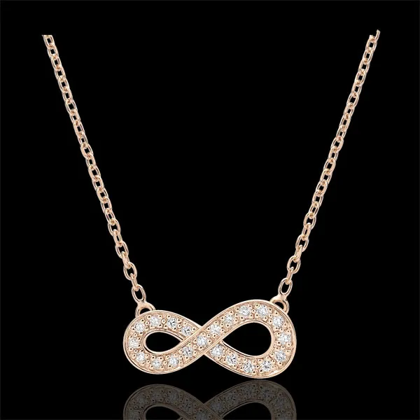 Infinity necklace - rose gold and diamonds - 18 carat