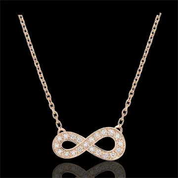 Infinity necklace - rose gold and diamonds - 9 carats