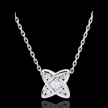 Colier Cosmia - 5 diamante - aur alb de 9K