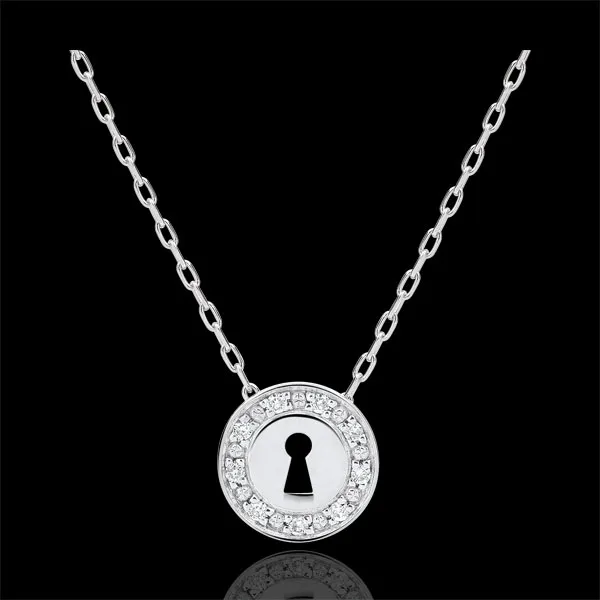 Colier Secret Preţios - aur alb de 9K şi diamante