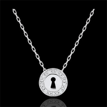 Colier Secret Preţios - aur alb de 9K şi diamante