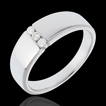 Inel Infinit - Trilogie încadrată - aur alb de 18K - 3 diamante