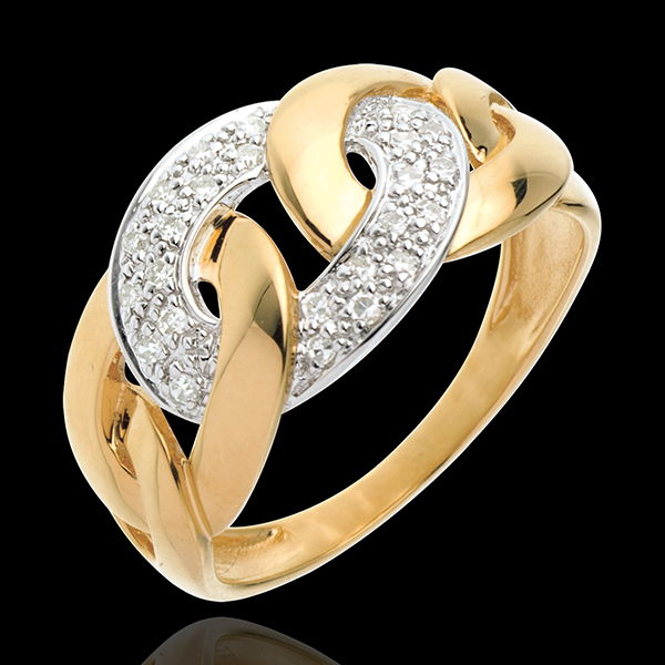 Inel zale din aur galben de 18K pavat - 24 diamante