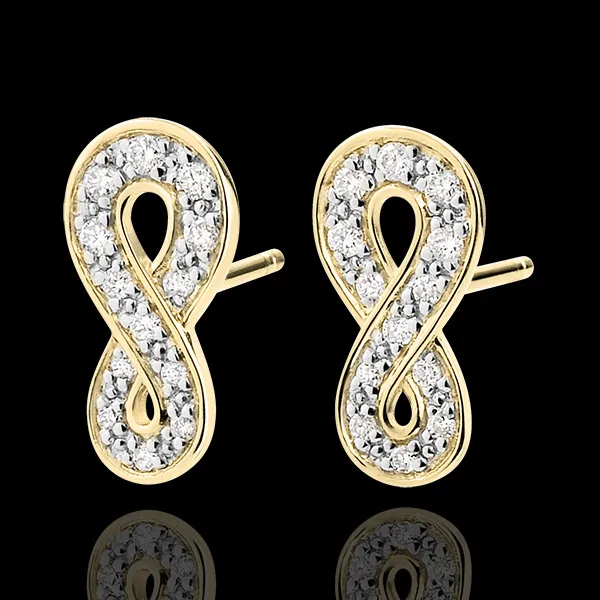 Orecchini Infinito - Oro giallo - 9 carati - Diamanti
