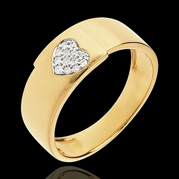Anello Infinito Cuore su Fibbia - Oro giallo pavé - 18 carati -13 Diamanti