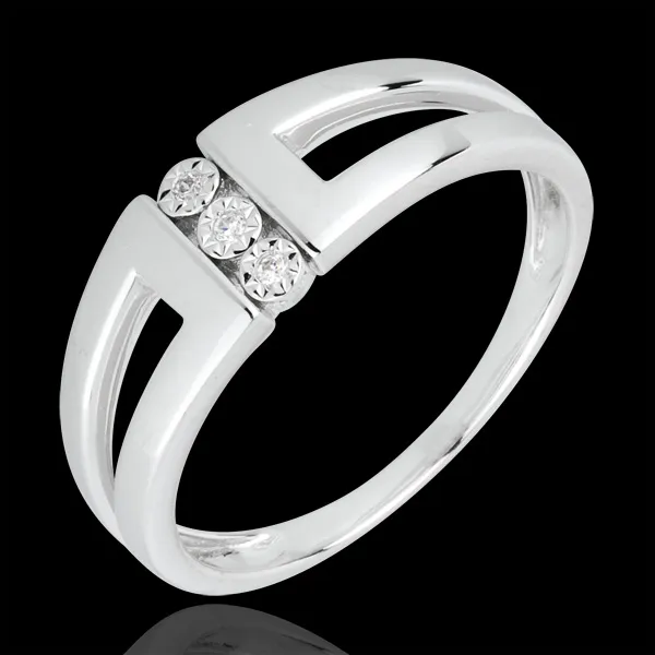 Anillo Triología Infinito - Selmi - oro blanco 18 quilatees y diamantes